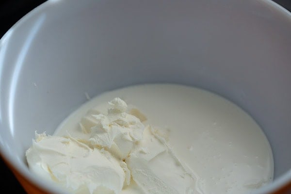 mascarpone et crème liquide