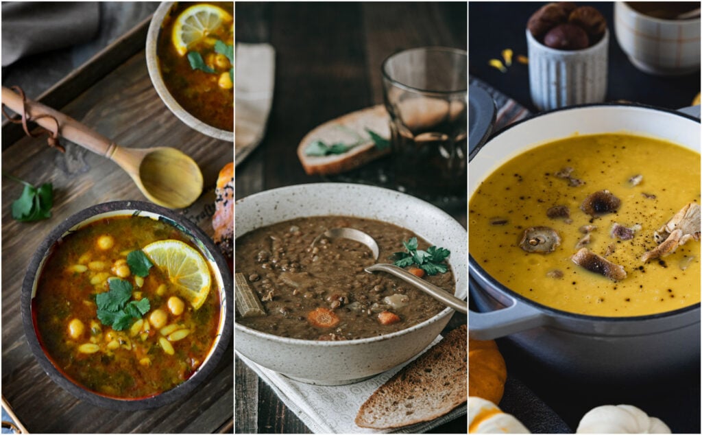 Soupe d’hiver végétarienne servie bien chaude