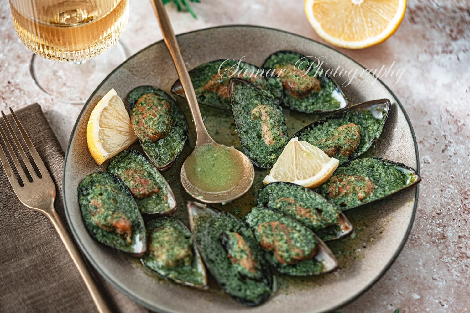 moules gratinées à la persillade