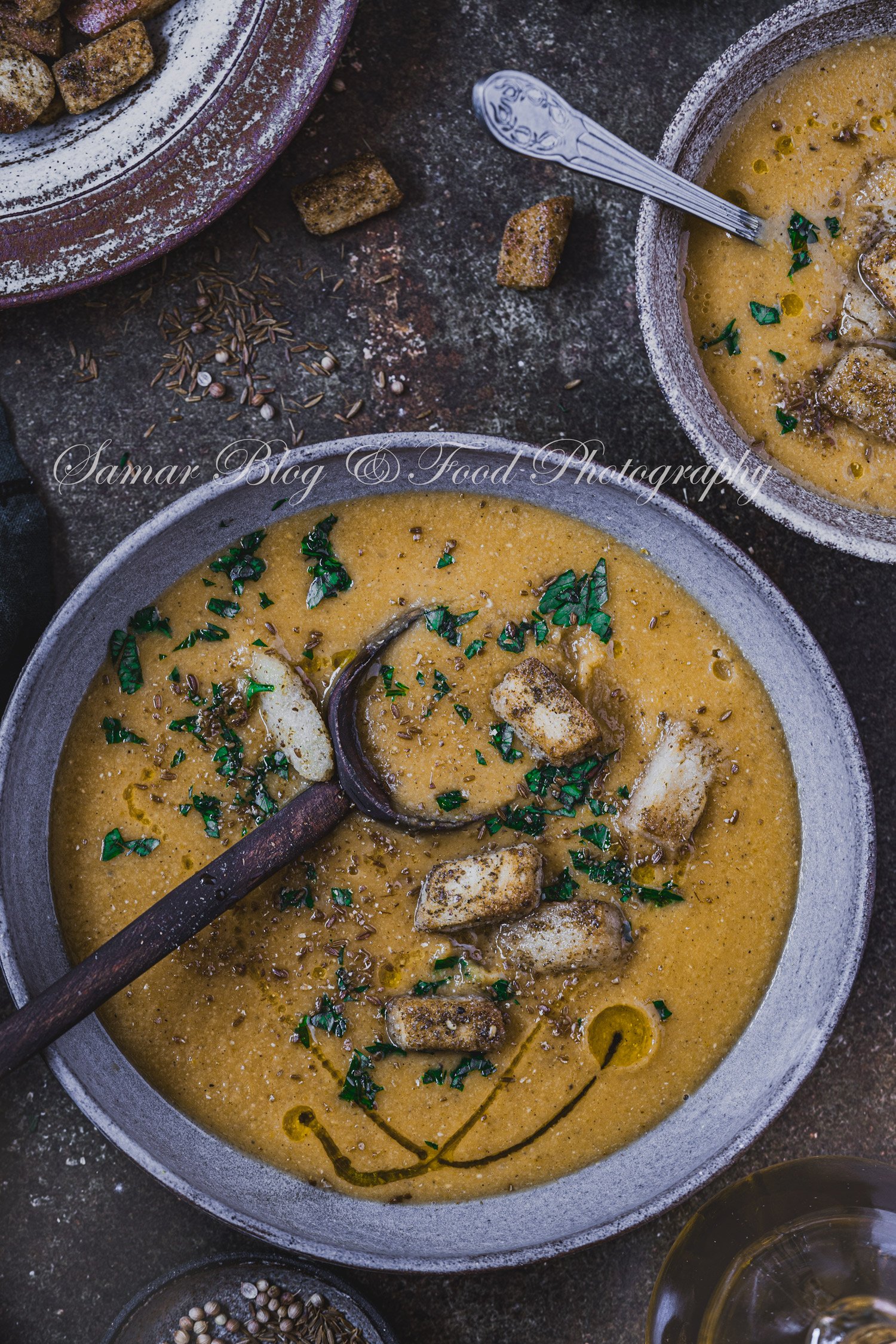 Soupe de lentilles rouges et butternut : recette palestinienne