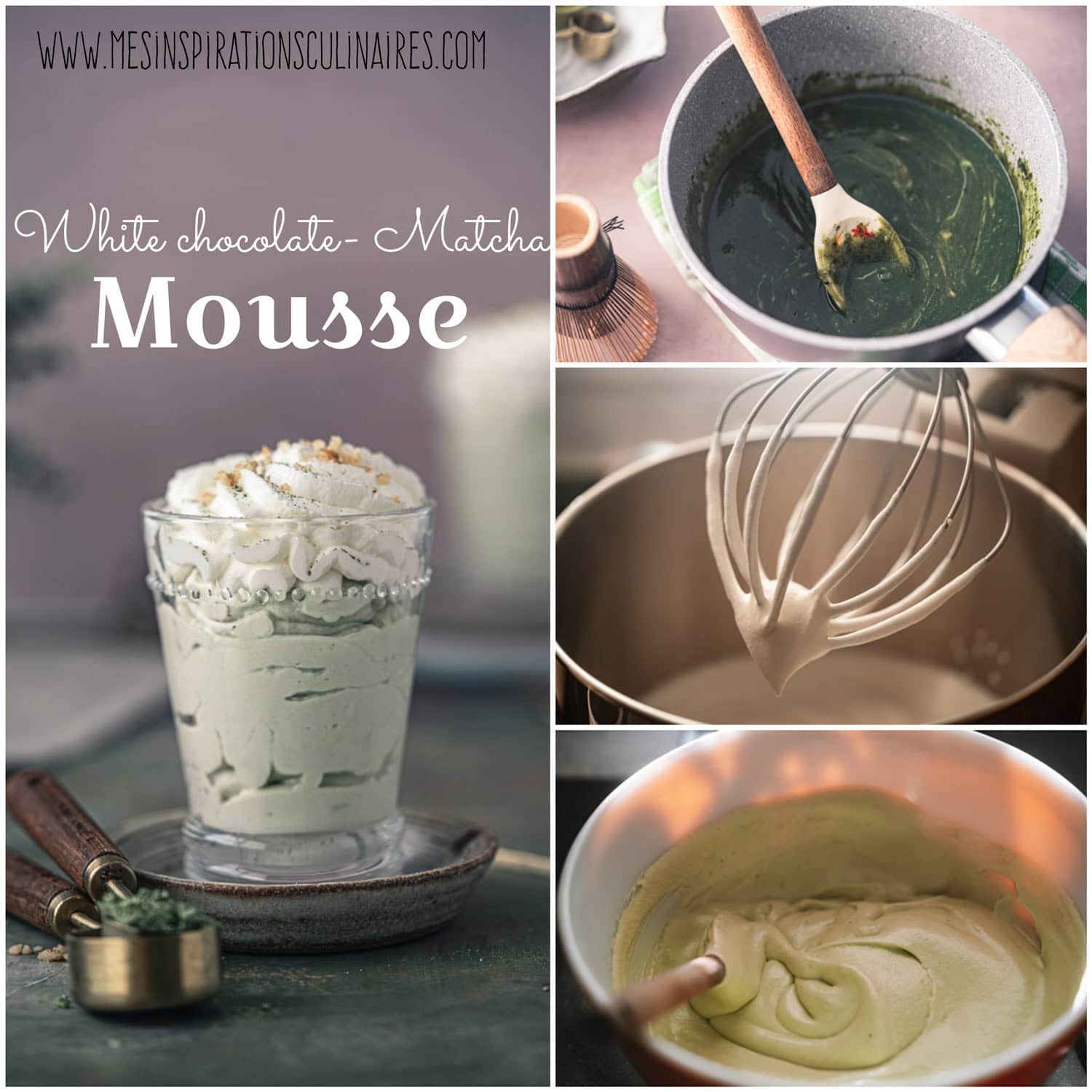 white chocolate matcha mousse 