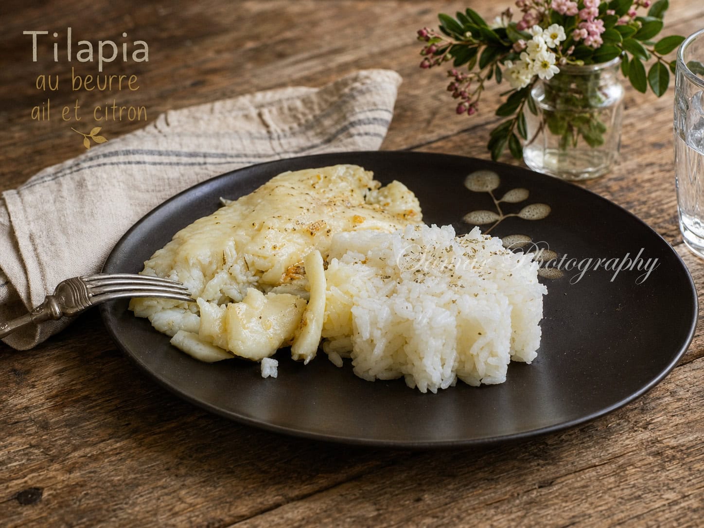 Tilapia sauce au beurre, citron et à l’ail