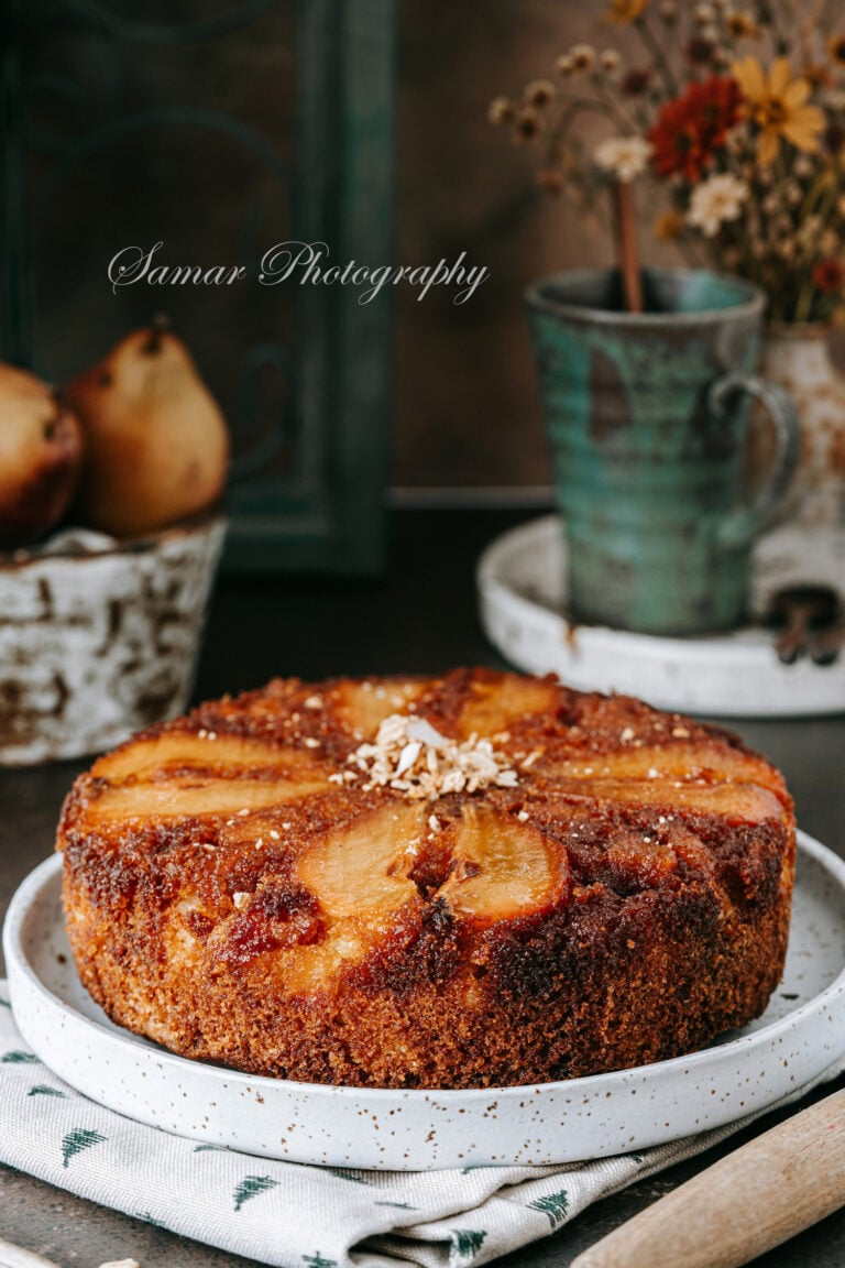 Gâteau renversé aux poires façon quatre-quarts